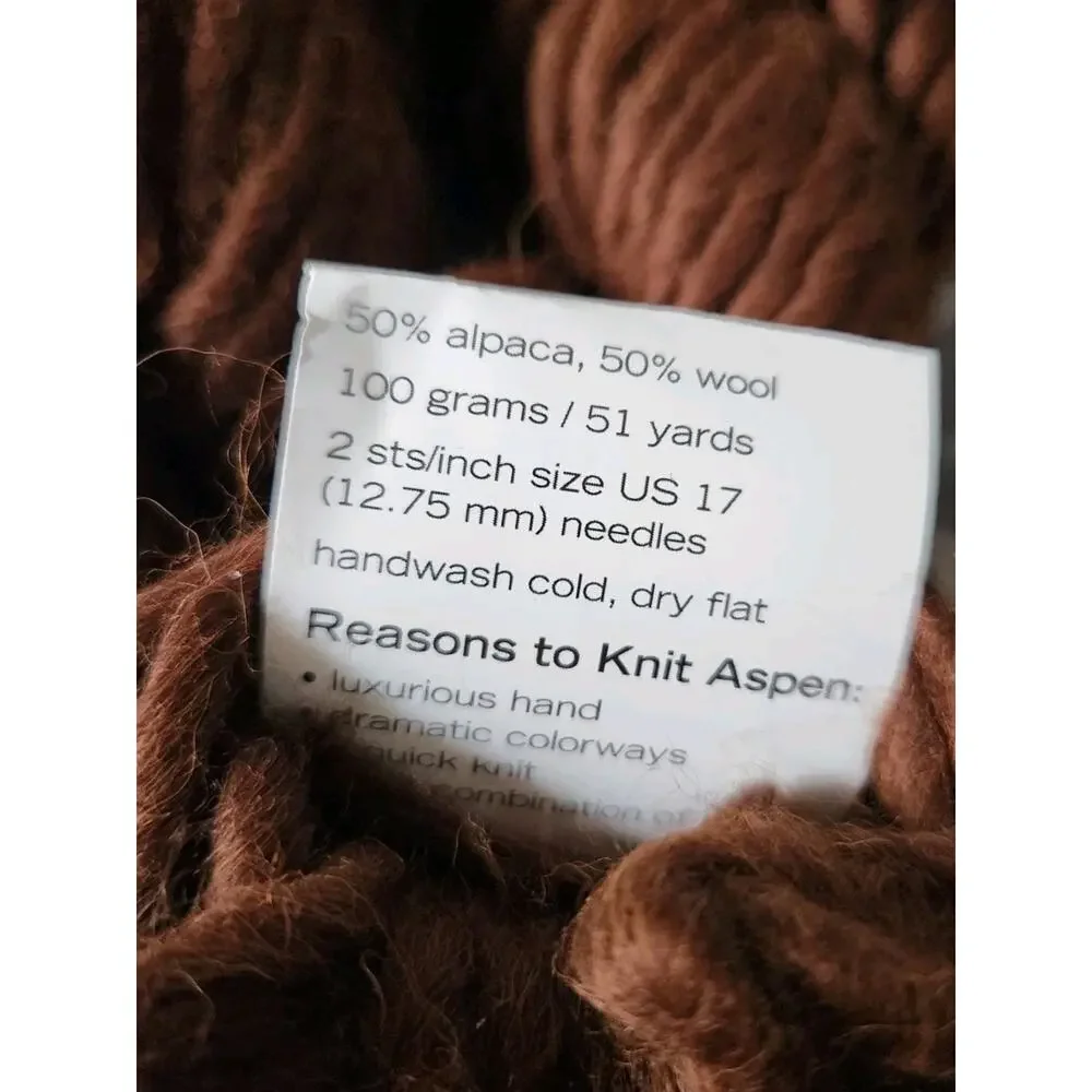 Classic Elite Aspen Yarn Lot 4 Skeins Super Bulky Alpaca Wool Brown Knit Crochet